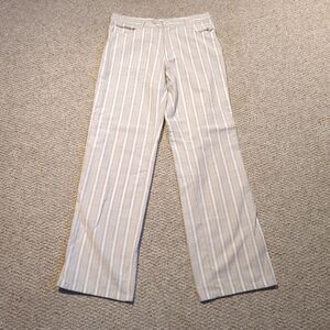 Doramafi Sicilias Cotton Striped Pants EU 48 US 8-10 Tan White Straight Leg